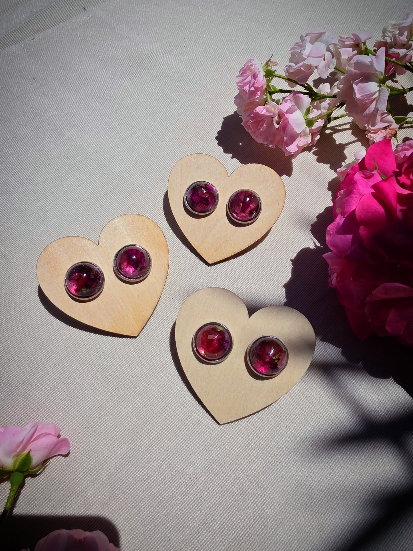 Puces boucles d'oreilles Roses des Poèmes