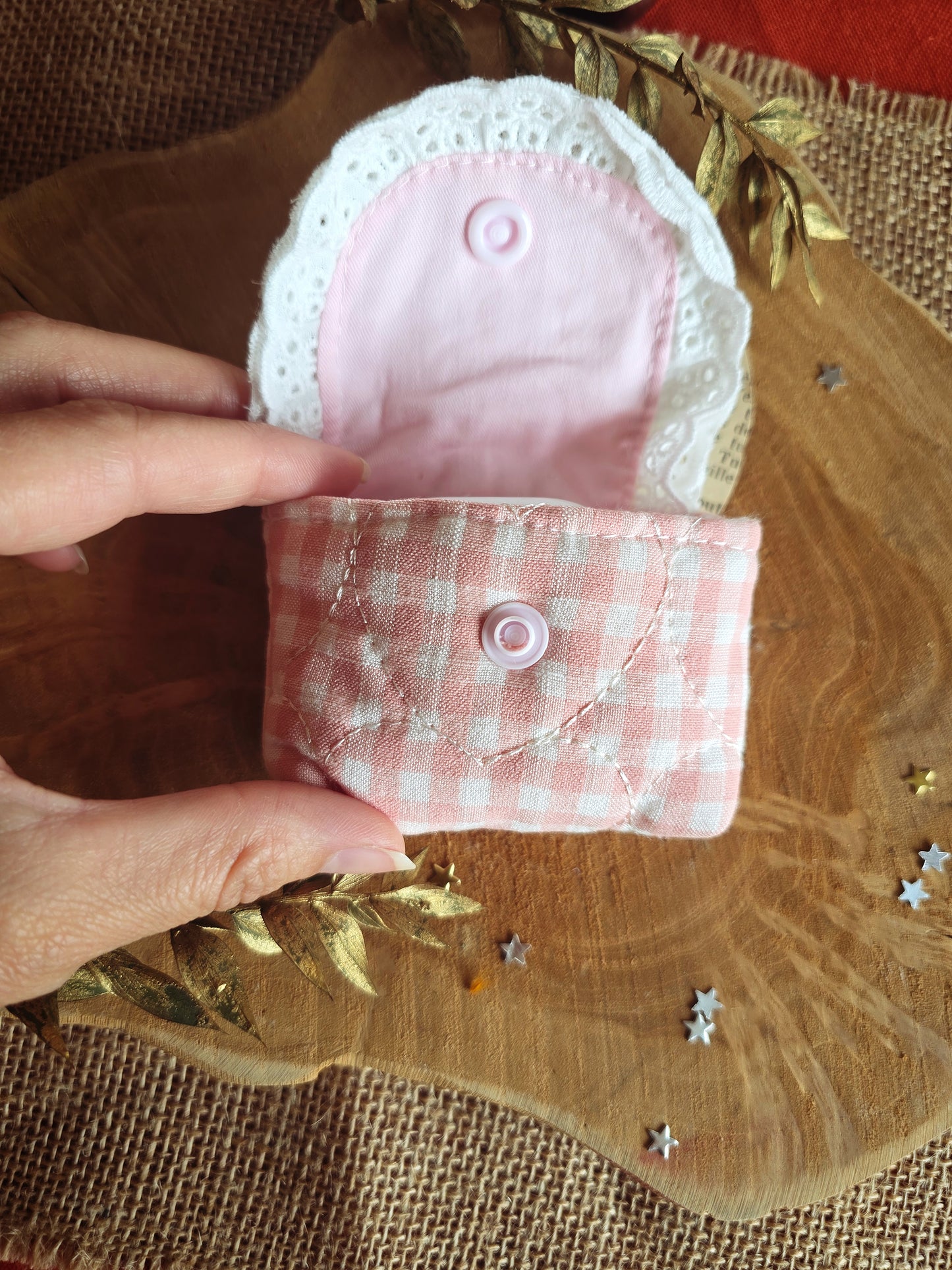 Étui pour écouteurs (ou autre!) Vichy rose