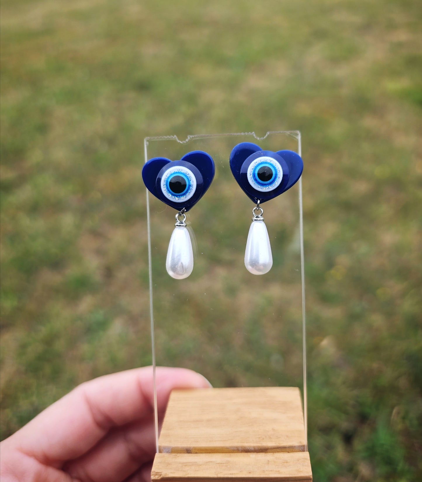 Boucles d'oreille Coeur bleu Mataki