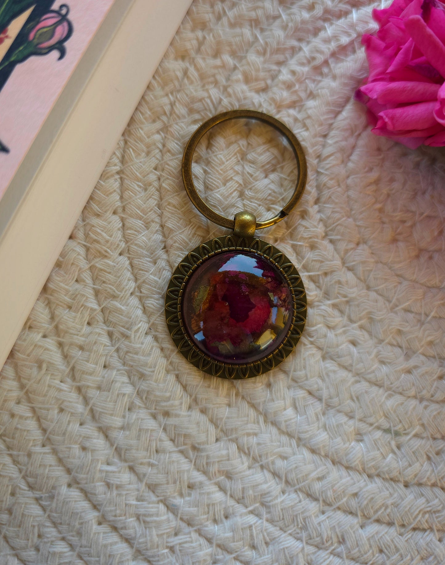Porte-clé Rose Anglaise laiton bronze