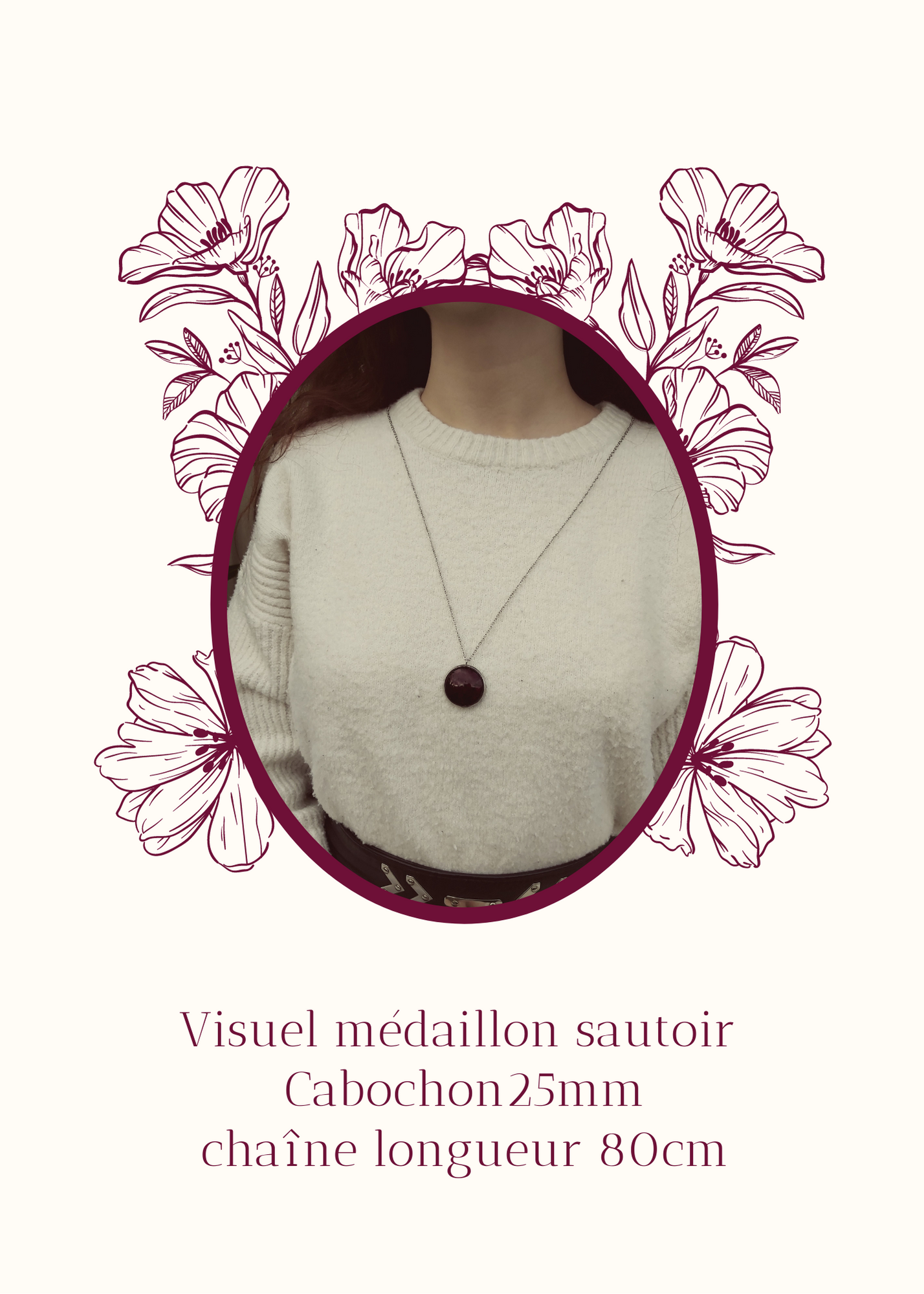 Médaillon sautoir eucalyptus