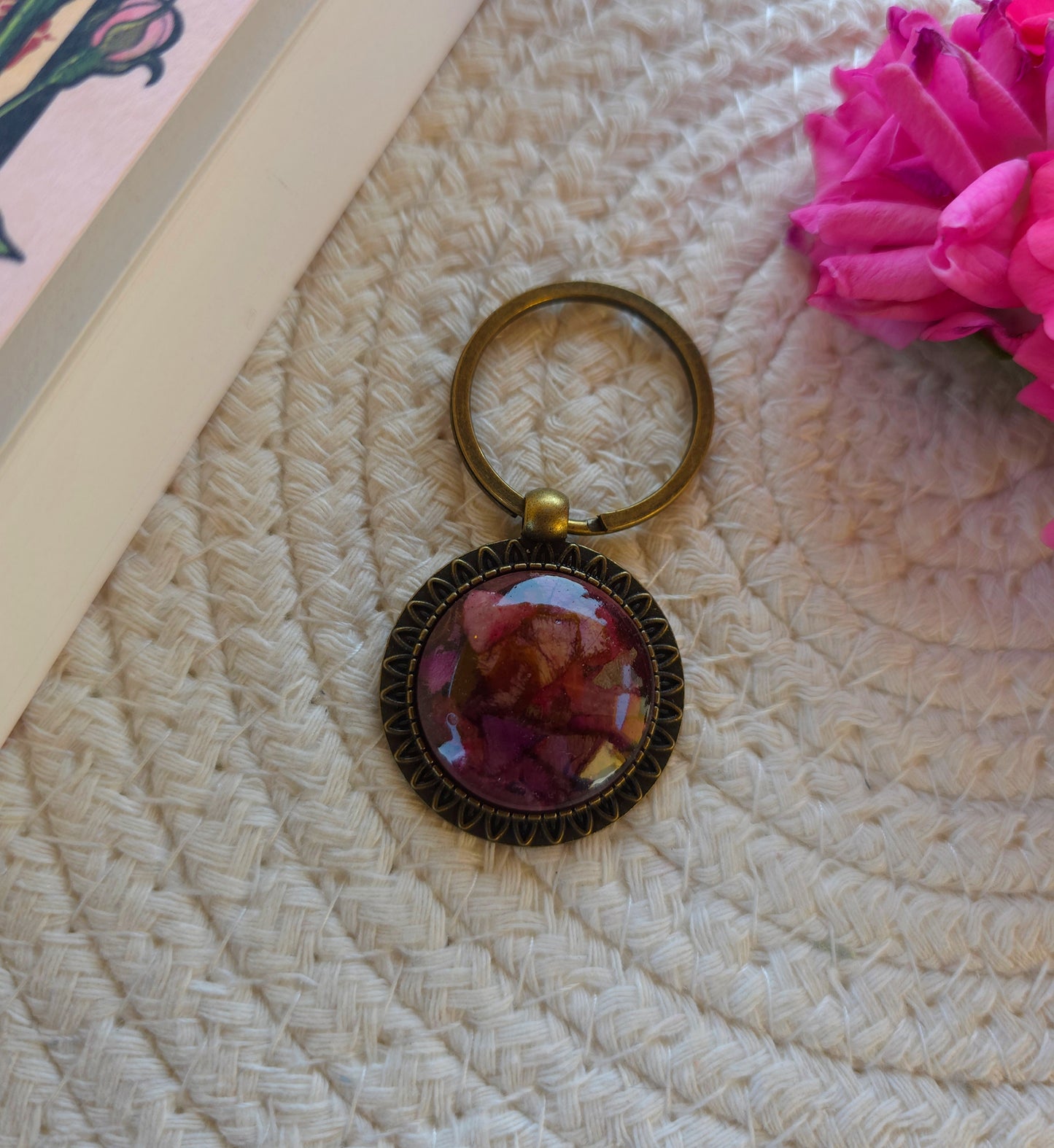 Porte-clé Rose Anglaise laiton bronze