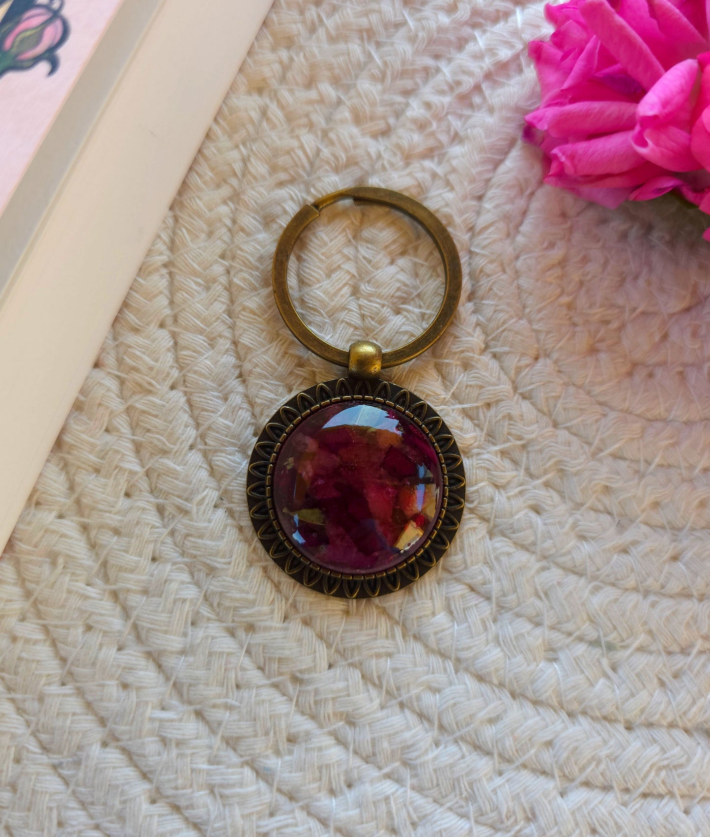 Porte-clé Rose Anglaise laiton bronze