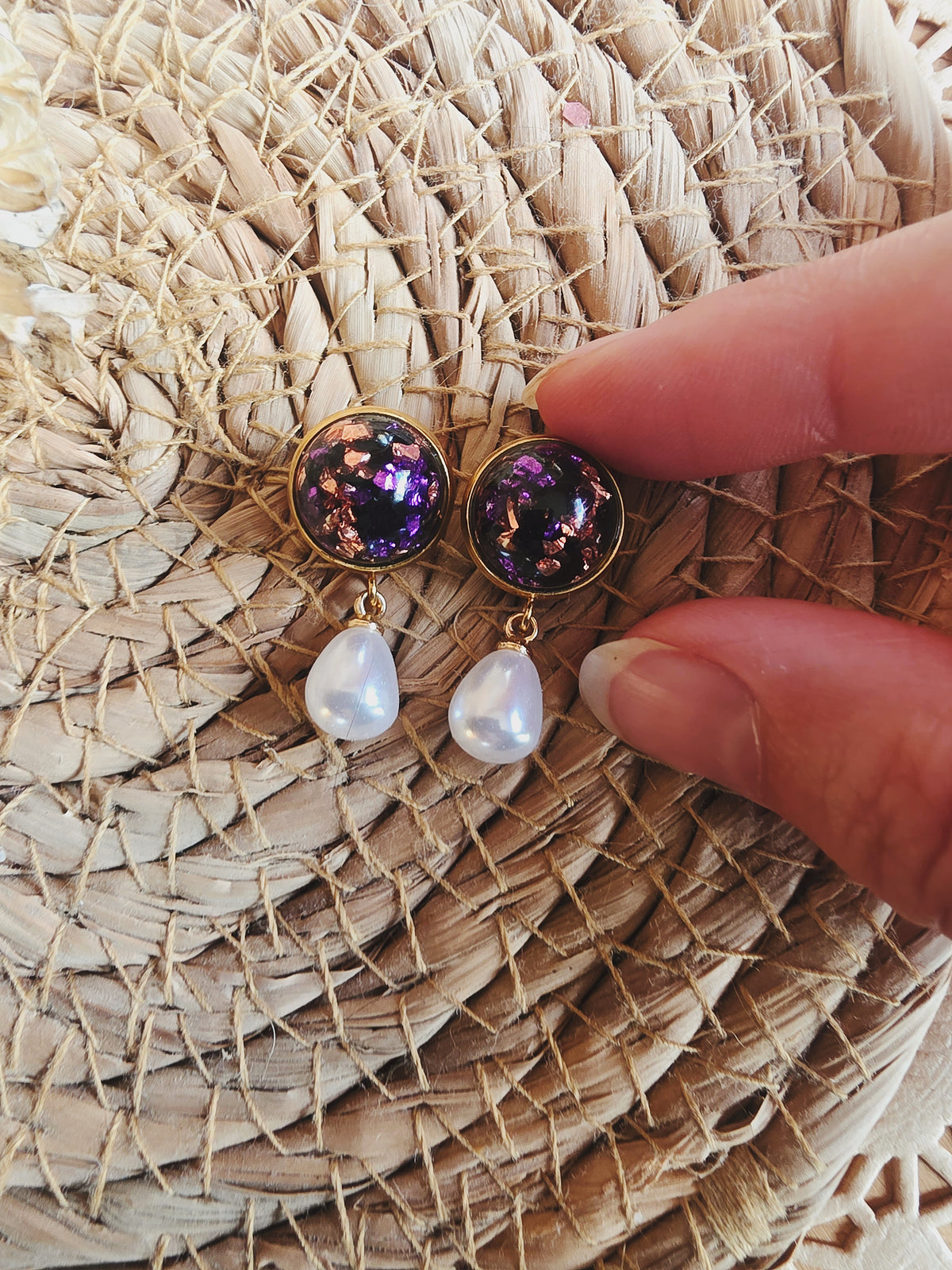 Boucles puce & perle Grillus Pocus plaqué or