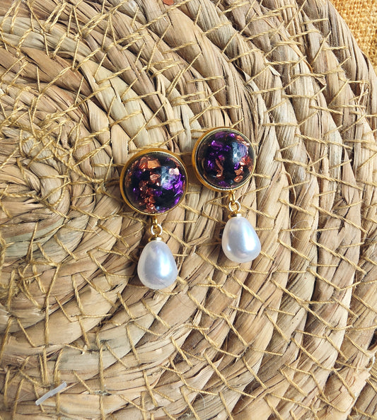 Boucles puce & perle Grillus Pocus plaqué or