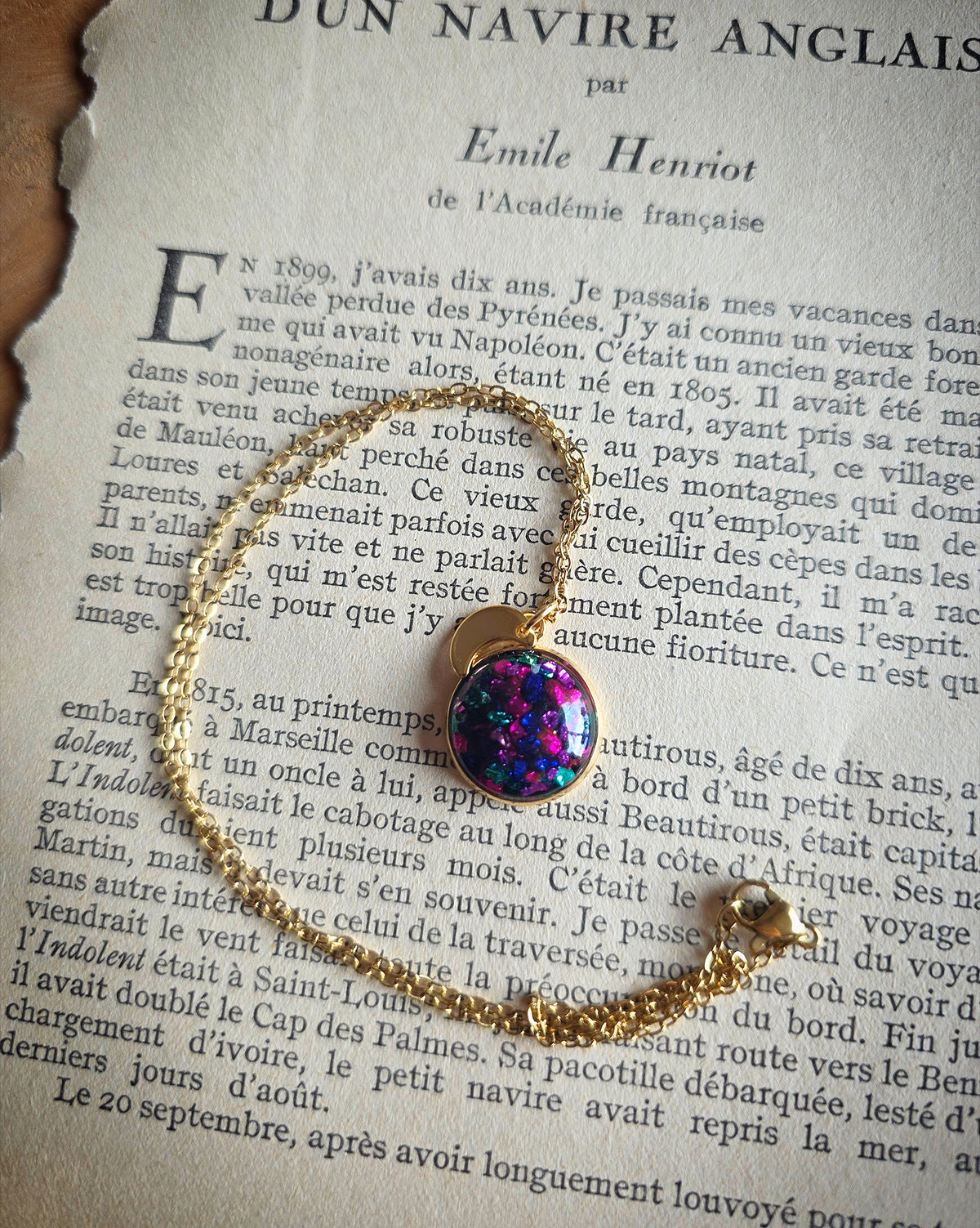 Collier Lune Nouvelle Orléans acier inox doré