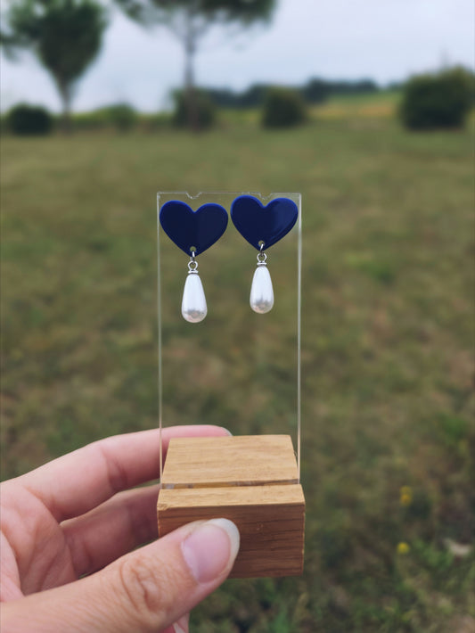 Boucles d'oreille Coeur bleu