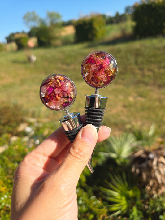 Bouchon de bouteille Fleurs et sel rose
