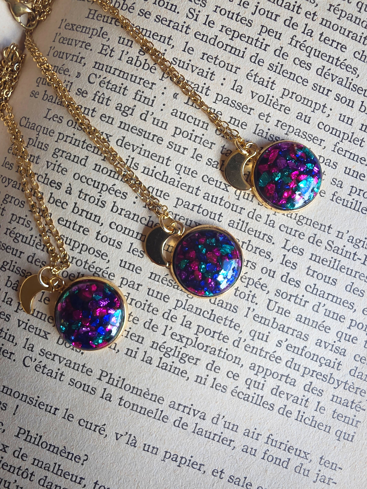 Collier Lune Nouvelle Orléans acier inox doré