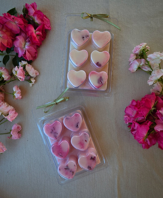 Tablette 6 fondants cœurs parfumés Rose Anglaise