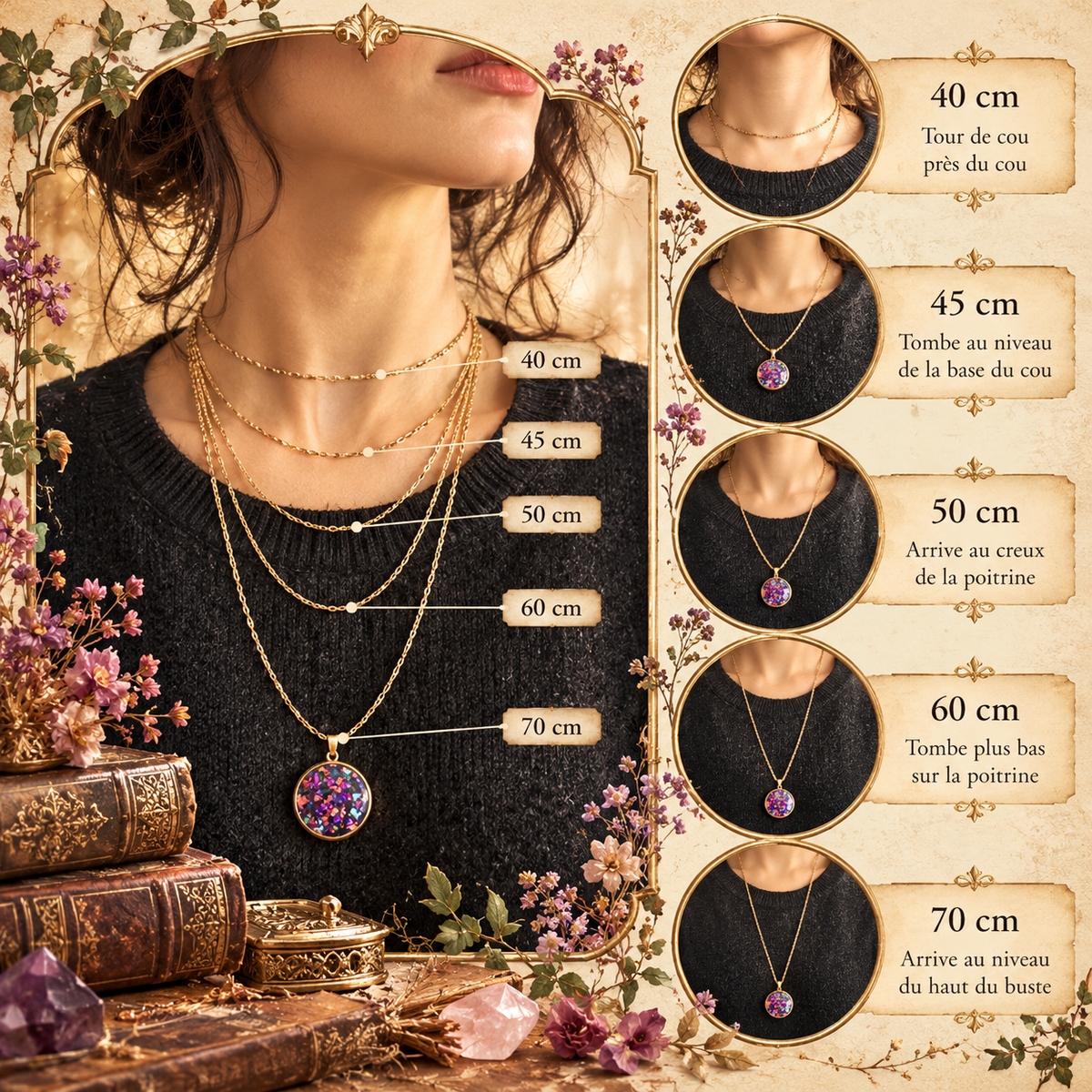 Collier Lune Grillus Pocus en acier inoxydable doré