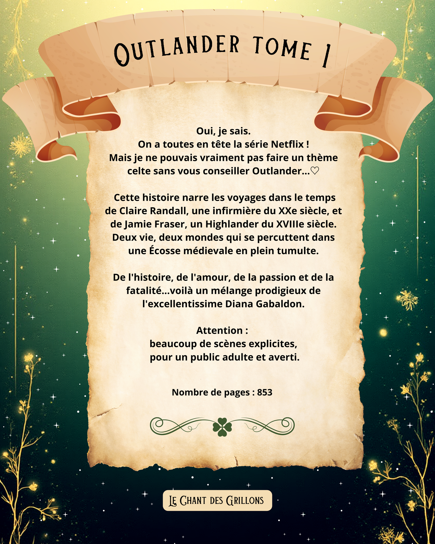 Livre seul "Outlander tome 1" de Diana Gabaldon (précommande)