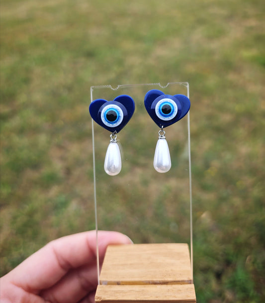 Boucles d'oreille Coeur bleu Mataki