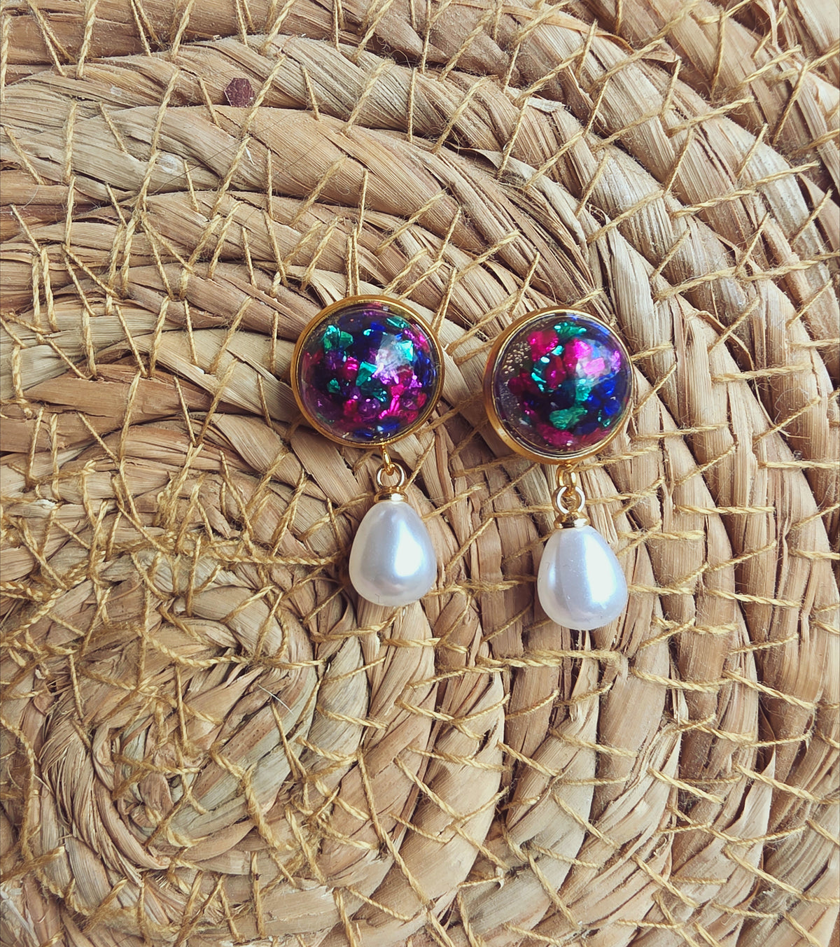 Boucles puces & perles New Orléans plaqué or