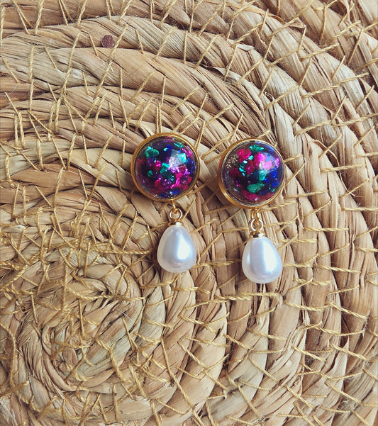 Boucles puces & perles New Orléans plaqué or