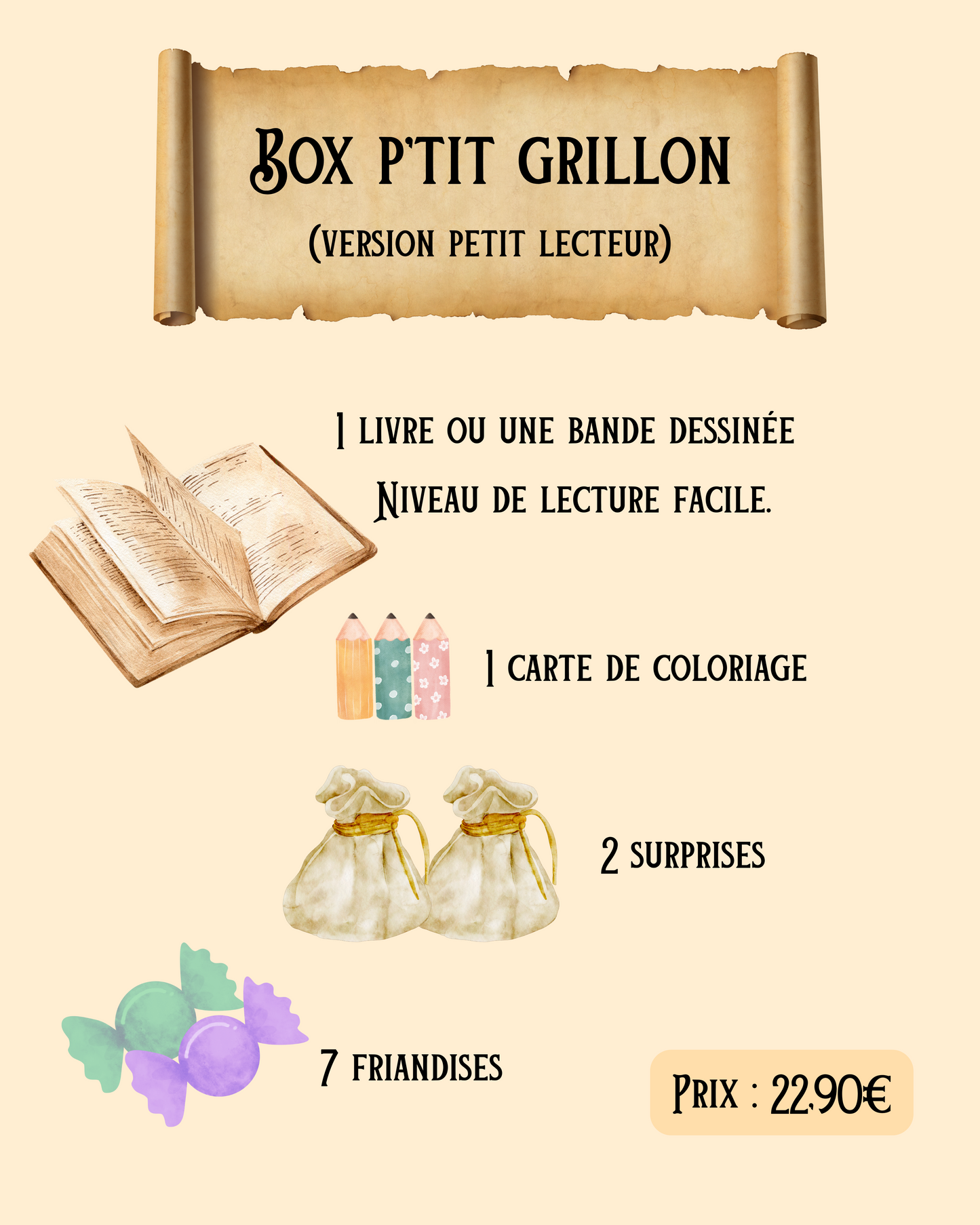 PRÉ-COMMANDE BOX P'TIT GRILLON (petit lecteur)Juillet