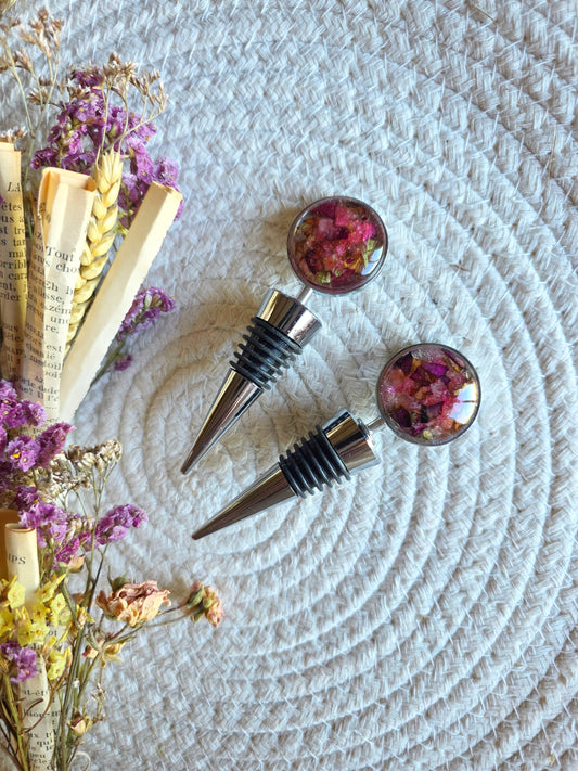 Bouchon de bouteille Fleurs et sel rose