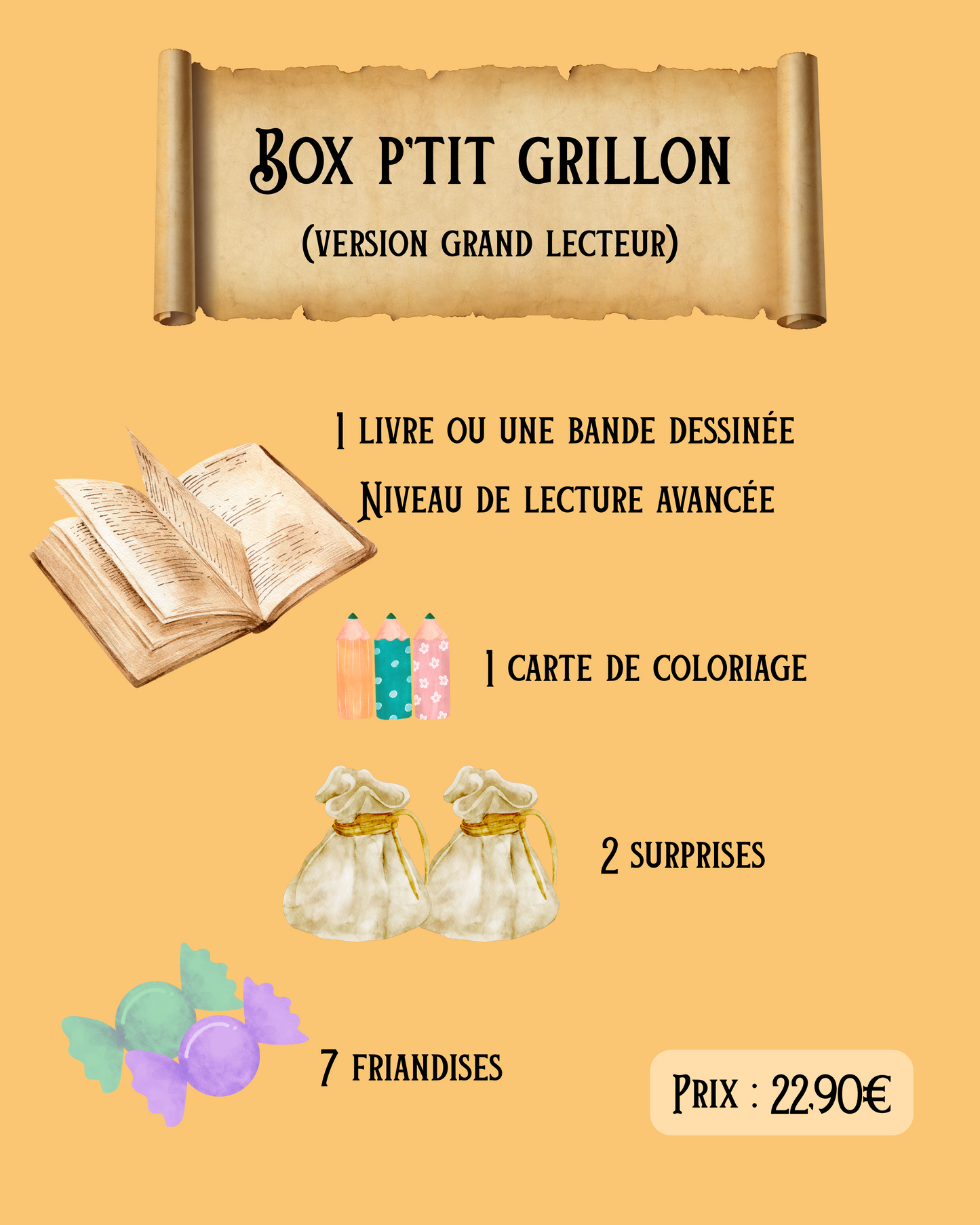 PRÉ-COMMANDE BOX P'TIT GRILLON (grand lecteur) juillet