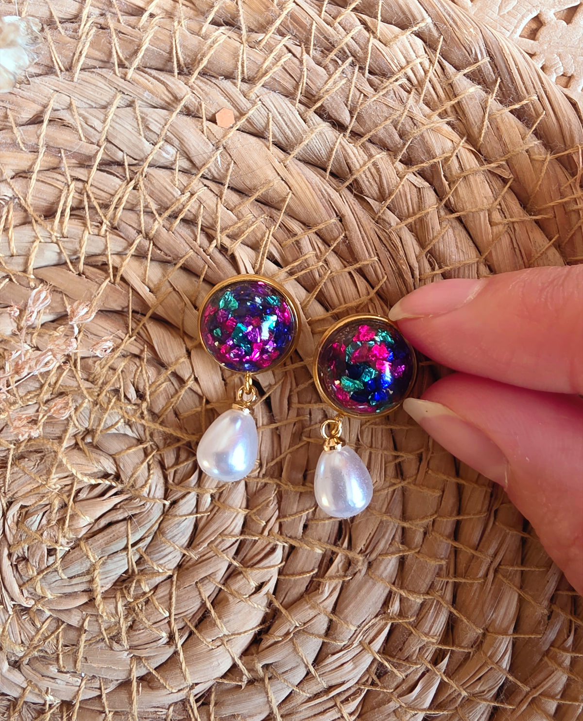 Boucles puces & perles New Orléans plaqué or
