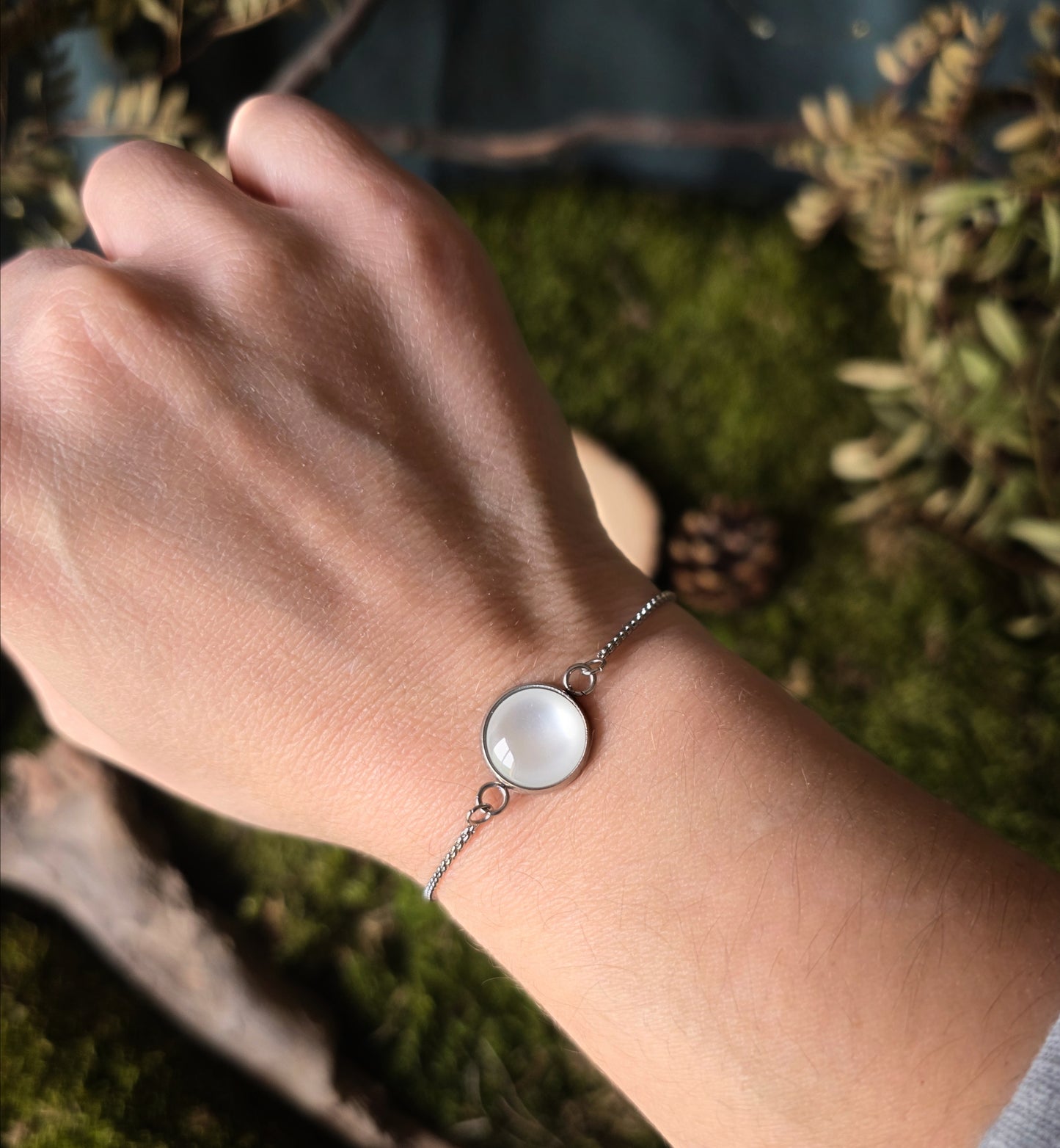 Bracelet réglable résine nacrée