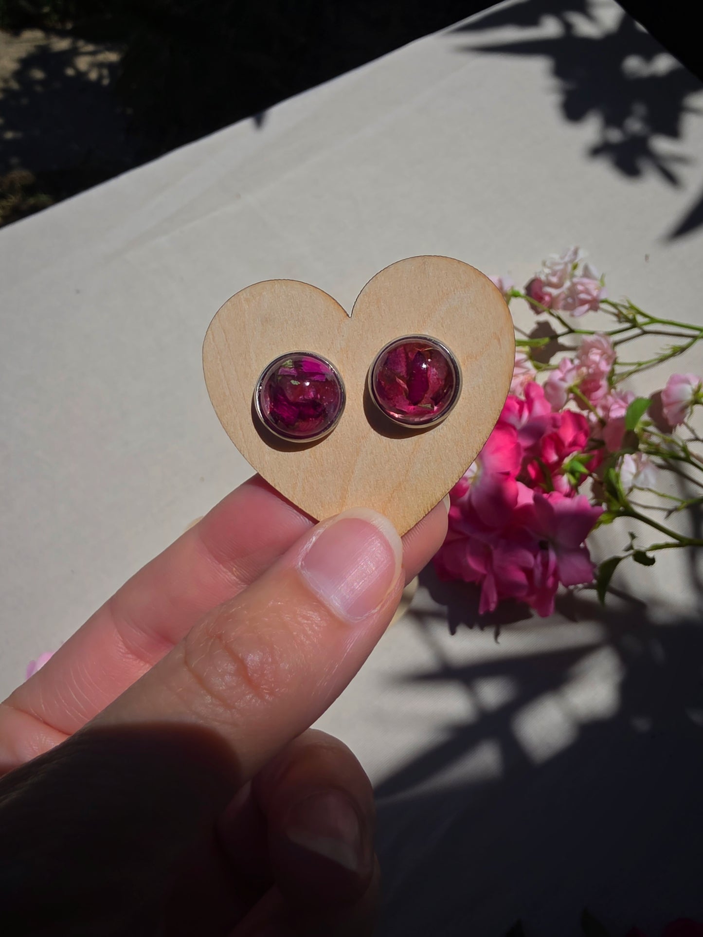 Puces boucles d'oreilles Roses des Poèmes