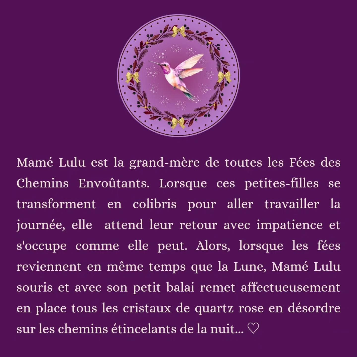 Boule de noël "Mamé Lulu & les chemins de quartz rose"
